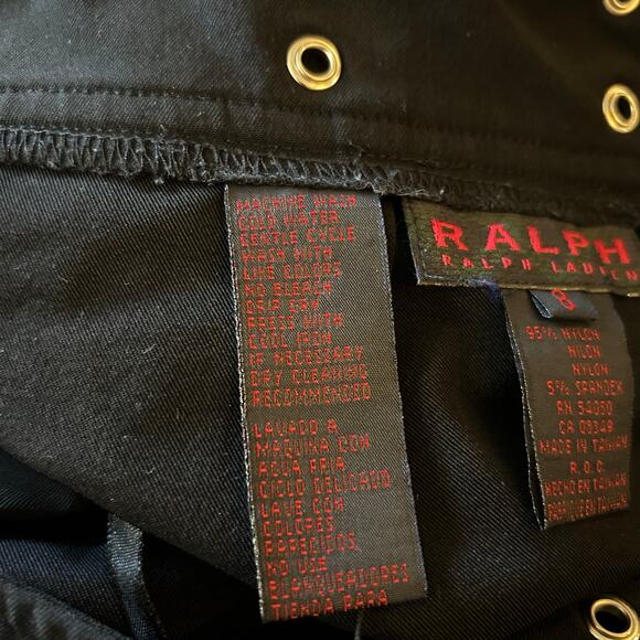 Vtg Ralph Lauren Mini Skirt Size 8 Preppy Academia Indie Classic Silver Grommets - Picture 3 of 4